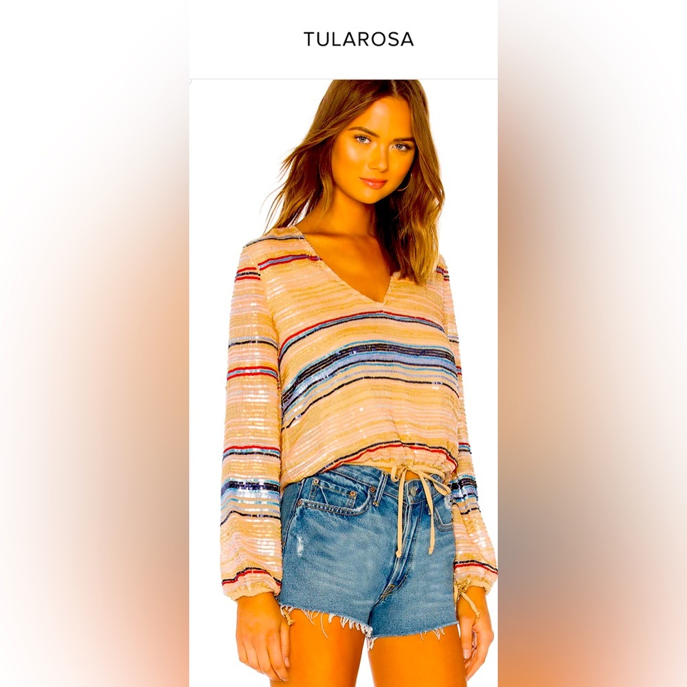 Tularosa Sequined Bohemian Long Sleeve Blouse
